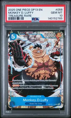 2025 ONE PIECE OP13-CARRYING ON HIS WILL TREASURE RARE MONKEY D. LUFFY PSA 10 - Image 1