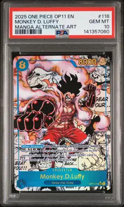 2025 ONE PIECE A FIST OF DIVINE SPEED MANGA ALT ART #118 MONKEY D. LUFFY PSA 10 - Image 1