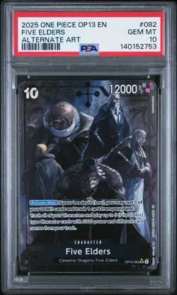 2025 ONE PIECE OP13-CARRYING ON HIS WILL ALTERNATE ART #082 FIVE ELDERS PSA 10 - Image 1
