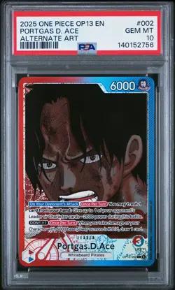 2025 ONE PIECE OP13-CARRYING ON HIS WILL ALTERNATE ART PORTGAS D. ACE PSA 10 - Image 1