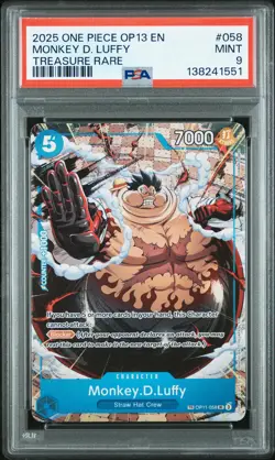 2025 ONE PIECE OP13-CARRYING ON HIS WILL TREASURE RARE MONKEY D. LUFFY PSA 9 - Image 1