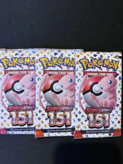 Lot of 3 NEW Sealed Pokemon Scarlet & Violet 151 Booster Packs - Image 1