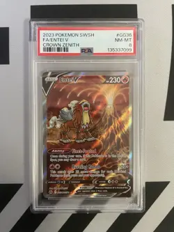 Pokemon TCG Crown Zenith ENTEI V 2023 GG36/GG70 PSA 8 Mint Full Art - Image 1