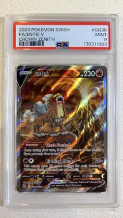 PSA 9 2023 Pokemon Entei V GG36/GG70 Crown Zenith TCG Card - Image 1