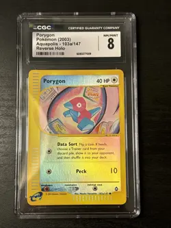 2003 Pokemon Aquapolis Porygon Reverse Holo #103a/147 E Series CGC 8 Nm/mint - Image 1