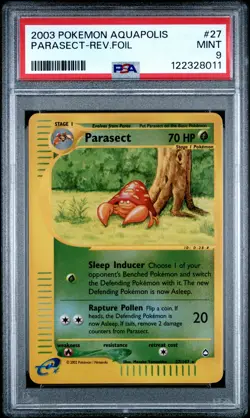 2003 POKEMON AQUAPOLIS #27 PARASECT-REVERSE FOIL PSA 9 - Image 1