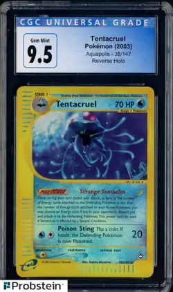 2003 Pokemon Aquapolis #38 Tentacruel Reverse Holo CGC 9.5 MINT+ - Image 1