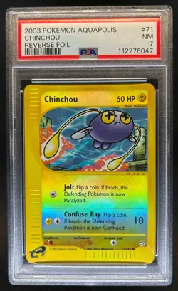 2003 Pokemon Aquapolis Chinchou Reverse Holo Foil #71/147 PSA 7 - Image 1