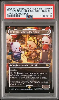2025 MTG FINAL FANTASY CHOCOBO BUNDLE #0565 STILTZKIN MOOGLE MERCHANT PSA 10 - Image 1