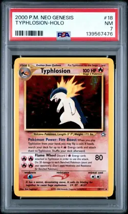 2000 POKEMON NEO GENESIS #18 TYPHLOSION-HOLO PSA 7 - Image 1