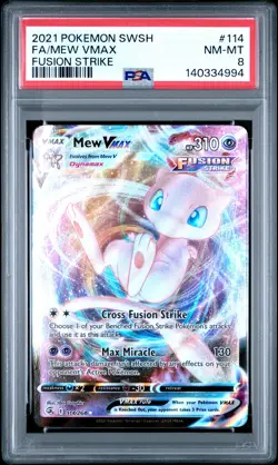 2021 POKEMON SWORD & SHIELD FUSION STRIKE #114 FULL ART/MEW VMAX PSA 8 - Image 1