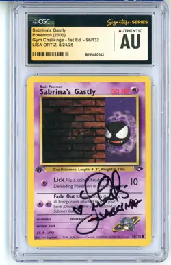 CGC Signed Lisa Ortiz Pokemon TCG Sabrina's Gastly 96/132 Gym Challenge 1st Ed - Image 1