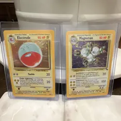 Pokemon TCG Base Set Electrode Magneton Holo Cards 1999 Lot of 2 - Image 1
