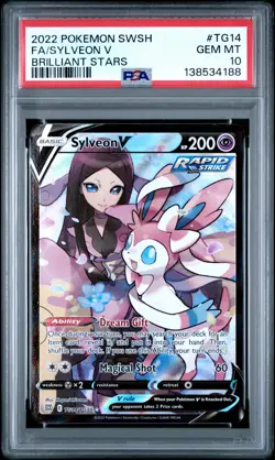 2022 POKEMON SWORD & SHIELD BRILLIANT STARS #TG14 FULL ART/SYLVEON V PSA 10 - Image 1