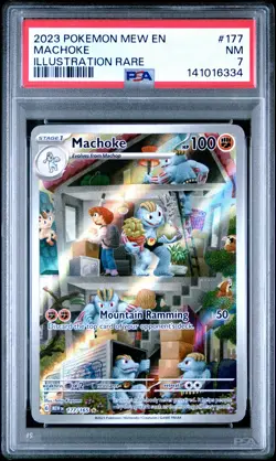 2023 POKEMON MEW EN-151 ILLUSTRATION RARE #177 MACHOKE PSA 7 - Image 1