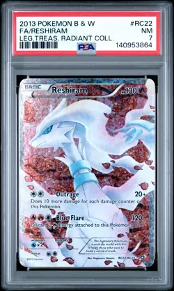 2013 POKEMON B&W LEGEND TREASURES RADIANT COLLECTION FULL ART/RESHIRAM PSA 7 - Image 1