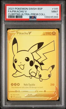 2021 POKEMON SWSH BLACK STAR PROMO #145 FULL ART/PIKACHU V PSA 9 - Image 1