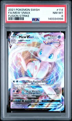 2021 POKEMON SWORD & SHIELD FUSION STRIKE #114 FULL ART/MEW VMAX PSA 8 - Image 1