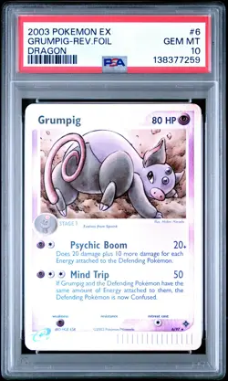 2003 POKEMON EX DRAGON #6 GRUMPIG-REVERSE FOIL PSA 10 - Image 1
