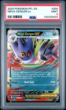 2025 POKEMON PFL EN-PHANTASMAL FLAMES #056 MEGA GENGAR EX PSA 9 - Image 1