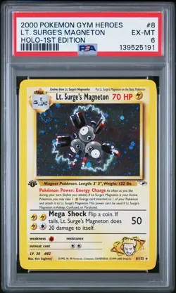 2000 POKEMON GYM HEROES HOLO-1ST EDITION #8 LT. SURGE'S MAGNETON PSA 6 - Image 1