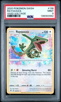 2020 POKEMON SWORD & SHIELD VIVID VOLTAGE #138 RAYQUAZA PSA 9 - Image 1