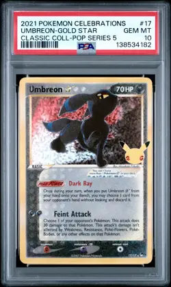 2021 POKEMON CELEBRATIONS CLASSIC COLLECTION #17 UMBREON-GOLD STAR PSA 10 - Image 1