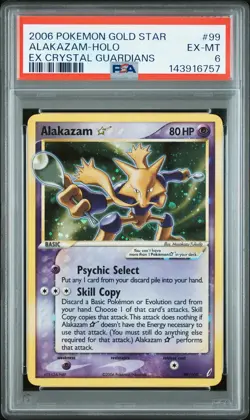 2006 POKEMON EX CRYSTAL GUARDIANS GOLD STAR #99 ALAKAZAM-HOLO PSA 6 - Image 1