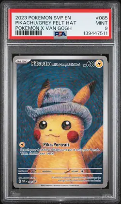 2023 POKEMON SVP EN-SV BLACK STAR PROMO #085 PIKACHU WITH GREY FELT HAT PSA 9 - Image 1