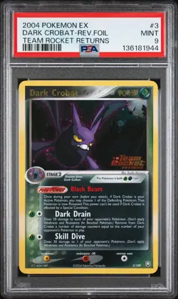 2004 POKEMON EX TEAM ROCKET RETURNS #3 DARK CROBAT-REVERSE FOIL PSA 9 - Image 1