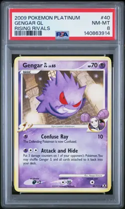 2009 POKEMON PLATINUM RISING RIVALS #40 GENGAR GL PSA 8 - Image 1