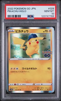 2022 POKEMON GO JPN #028 PIKACHU-HOLO PSA 10 - Image 1