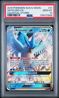 2018 POKEMON SUN & MOON CELESTIAL STORM #31 ARTICUNO GX PSA 10 - Image 1