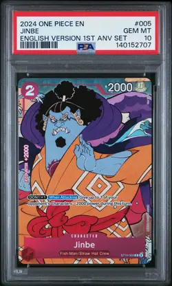 2024 ONE PIECE ENGLISH VERSION 1ST ANNIVERSARY SET #005 JINBE PSA 10 - Image 1
