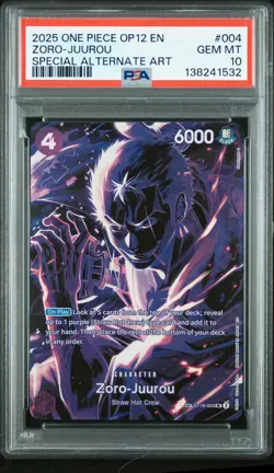 2025 ONE PIECE OP12-LEGACY OF THE MASTER #004 ZORO-JUUROU PSA 10 - Image 1