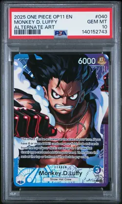 2025 ONE PIECE OP11-A FIST OF DIVINE SPEED ALTERNATE ART MONKEY D. LUFFY PSA 10 - Image 1