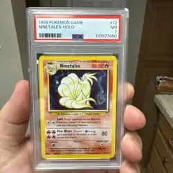 1999 POKEMON BASE SET UNLIMITED #12 NINETALES-HOLO PSA 7 - Image 1
