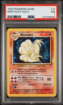 1999 POKEMON BASE SET UNLIMITED #12 NINETALES-HOLO PSA 7 - Image 1