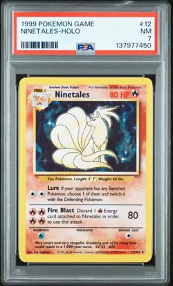 1999 POKEMON BASE SET UNLIMITED #12 NINETALES-HOLO PSA 7 - Image 1