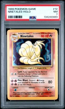 1999 POKEMON BASE SET UNLIMITED #12 NINETALES-HOLO PSA 7 - Image 1