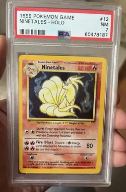 1999 Pokemon Base Set Unlimited #12 Ninetales Holo PSA 7 Near Mint Vintage WoTC - Image 1