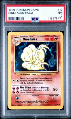 1999 WOTC POKEMON BASE SET UNLIMITED NINETALES 12/102 HOLO RARE PSA 7 - Image 1