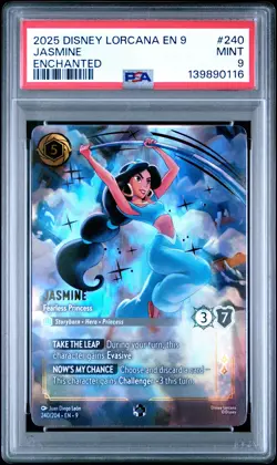2025 DISNEY LORCANA EN 9-FABLED ENCHANTED #240 JASMINE FEARLESS PRINCESS PSA 9 - Image 1