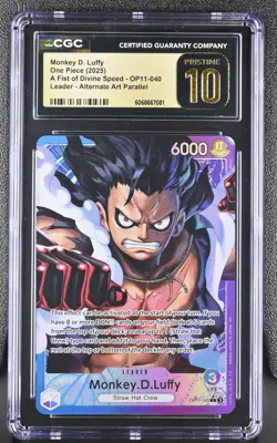 Monkey.D.Luffy (Alternate Art) L Fist of Divine Speed OP11-040 CGC Pristine 10 - Image 1