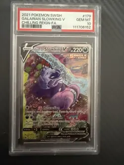 Pokemon Galarian Slowking V TCG 179/198 Chilling Reign Alternate Art PSA 10 GM - Image 3
