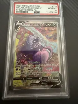 Pokemon Galarian Slowking V TCG 179/198 Chilling Reign Alternate Art PSA 10 GM - Image 4