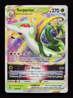 Serperior VSTAR 008/195 Ultra Rare SWSH12: Silver Tempest Pokemon Card - Image 1