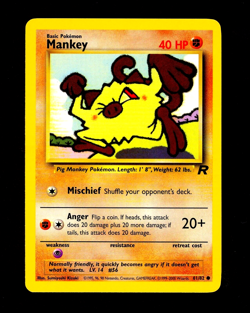 2000 Pokemon MANKEY Team Rocket Set INK ERROR Non Holo MISPRINT Card 61/82 MINT - Image 1