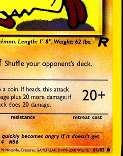 2000 Pokemon MANKEY Team Rocket Set INK ERROR Non Holo MISPRINT Card 61/82 MINT - Image 3