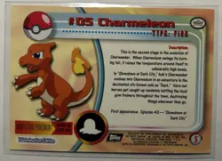 #05 Charmeleon Holo Chrome Topps TV Animation Pokemon Card 2000 - Image 3